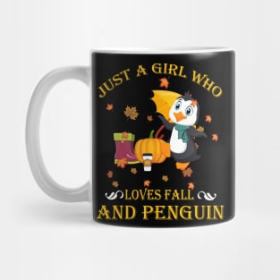 Just A Girl Who Loves Fall & Penguin Funny Thanksgiving Gift Mug